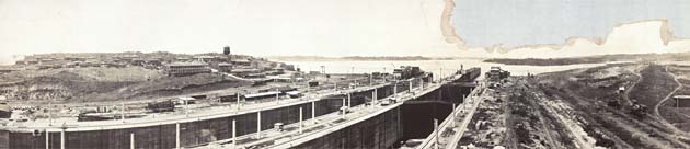 Aanleg van de sluizen van het Panama kanaal in ca. 1913